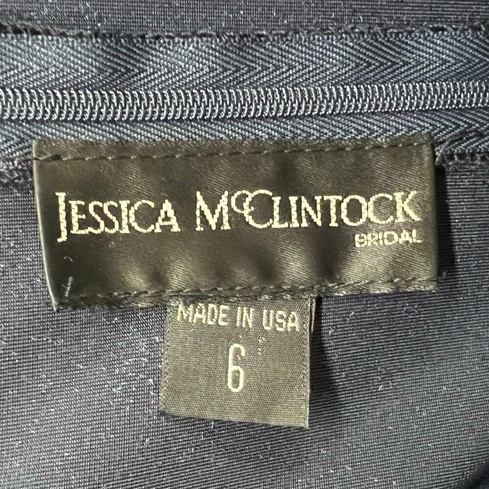 Jessica McClintock Vintage 90s Dress 6 Blue Velvet Bridal Party Timeless Glamour - Picture 12 of 15